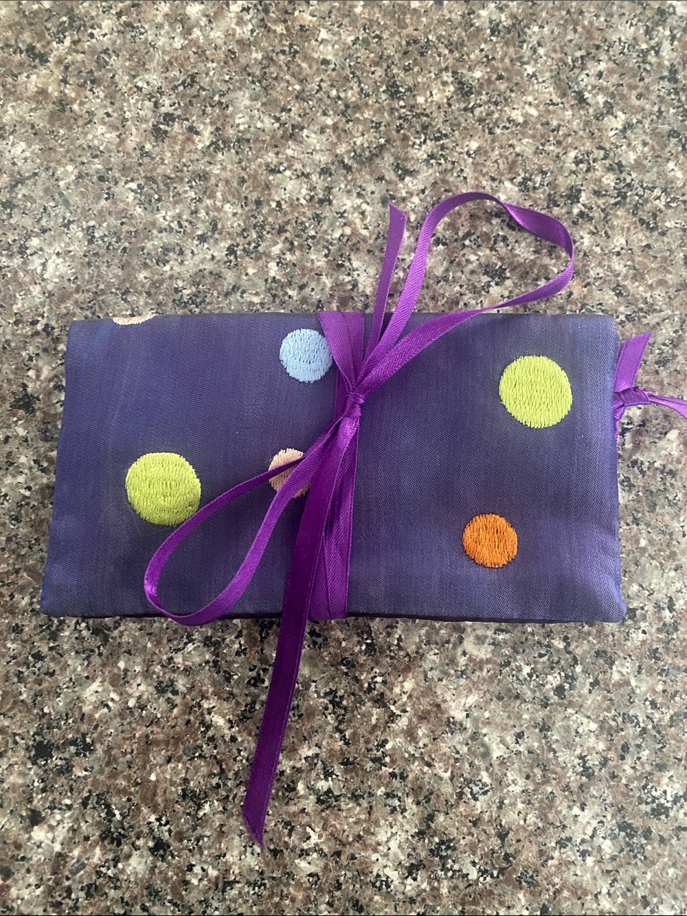 Vintage polka dot Satin jewelry roll